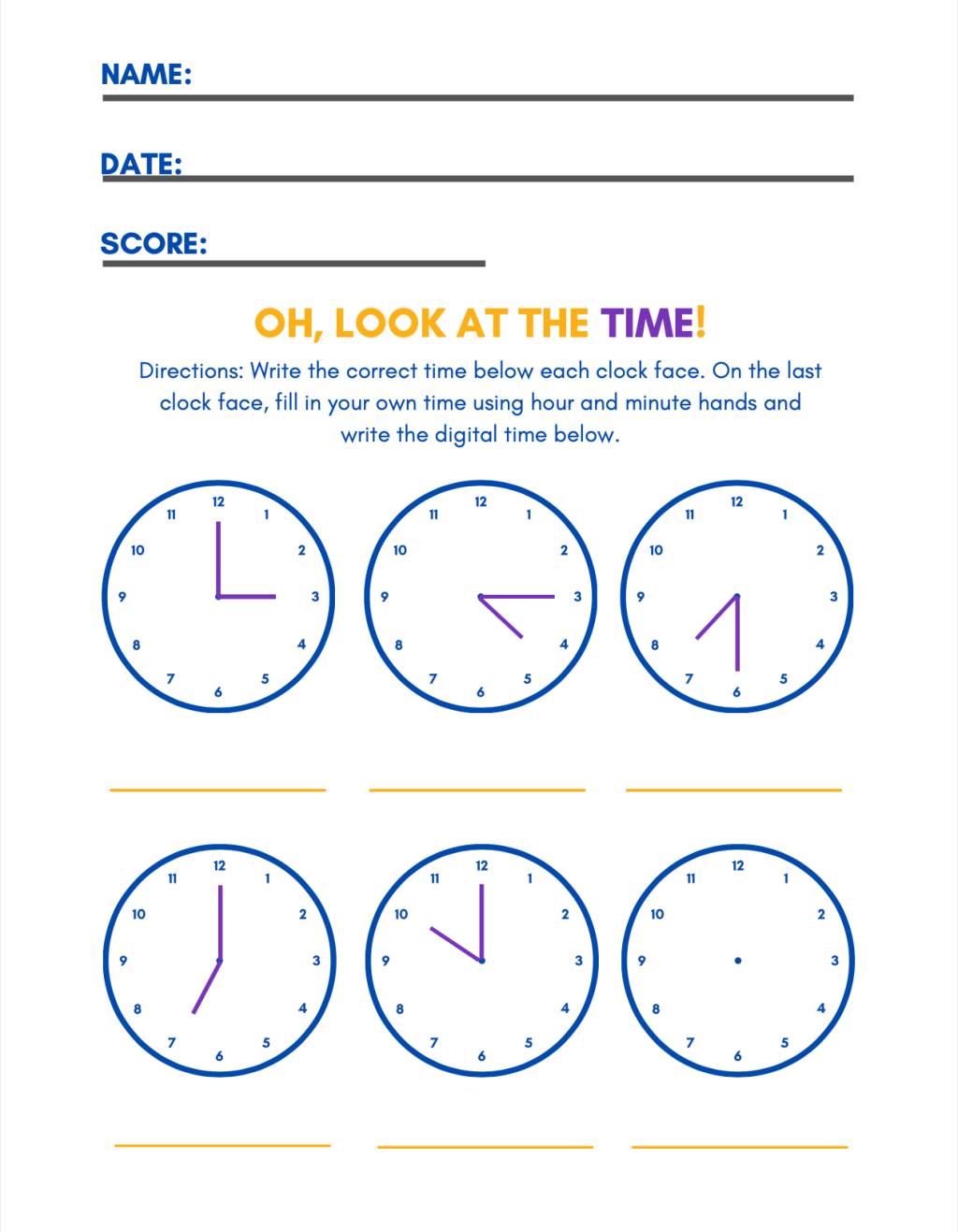Homeschool Worksheet – Time to Rhyme – Free Worksheets on Telling&nbsp;Time