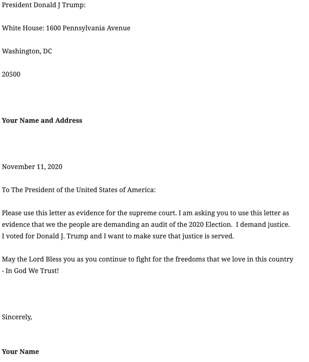 Urgent – All Republican Voters Send Snail Mail to the White House for the Supreme Court Proceedings – Help President&nbsp;Trump