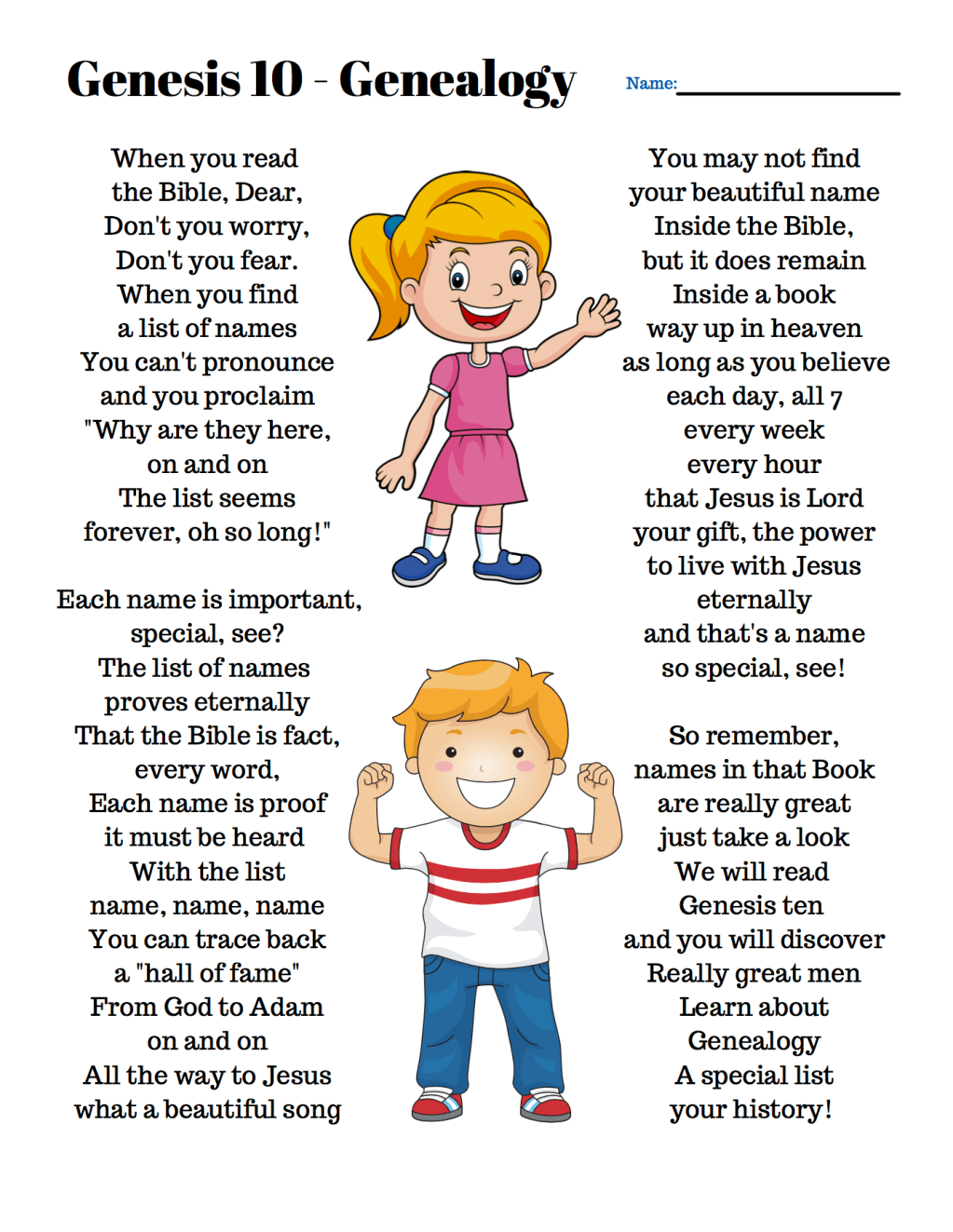 Genesis 10 – Genealogy – Free Homeschool Worksheets, Sunday School,&nbsp;Download