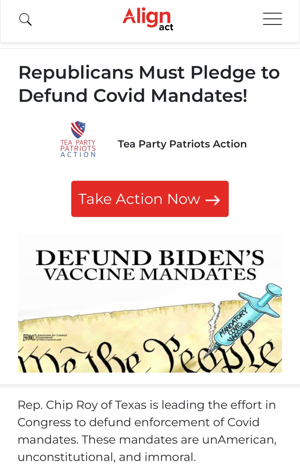 Vote AGAINST the radical vaccine mandates! Click&nbsp;here!