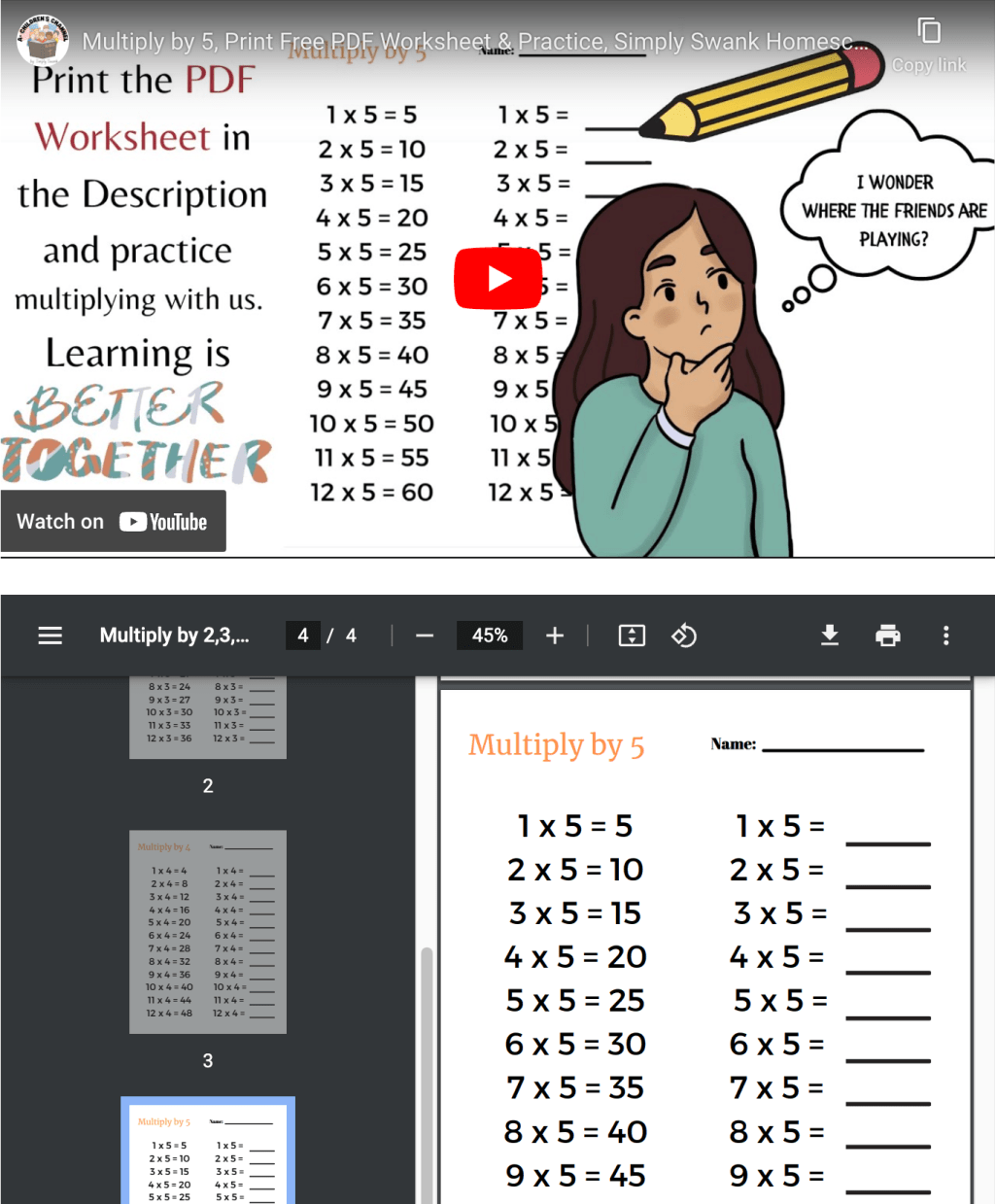 MULTIPLY BY 5 – NEW LEARNING VIDEO – SIMPLY SWANK HOMESCHOOL – PDF&nbsp;DOWNLOAD