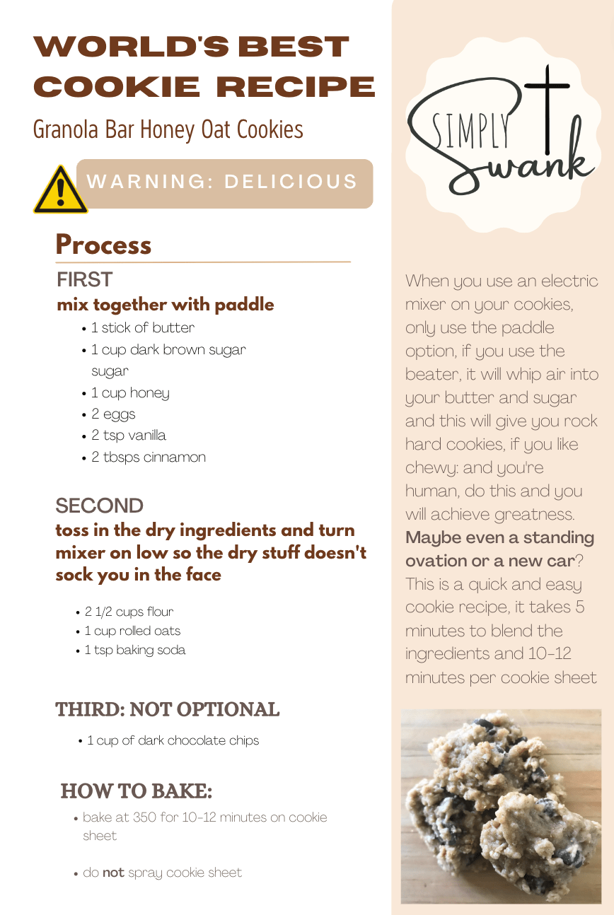WORLD’S BEST COOKIE RECIPE – GRANOLA BAR HONEY OAT&nbsp;COOKIES