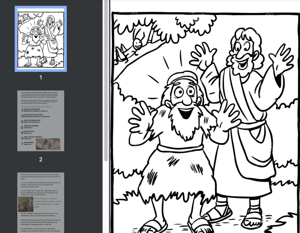 THICK LINES COLORING PAGE – JESUS HEALS THE MAN BORN BLIND – JOHN&nbsp;9