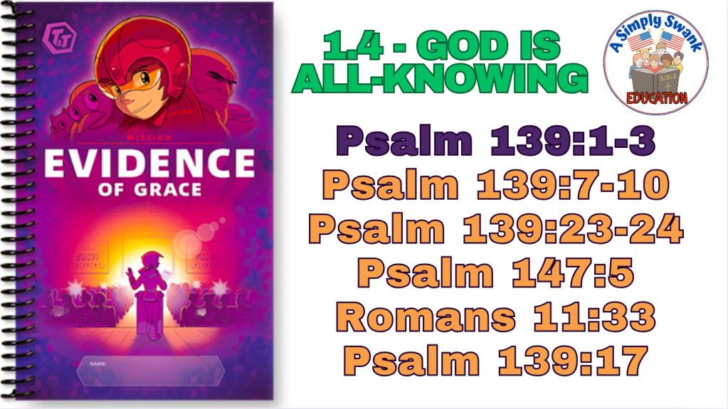 1.4 – God is ALL-KNOWING – T&T – Memory Verse & Gold Extra Credit – with PDF&nbsp;download