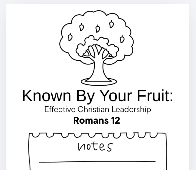 CHRISTIAN LEADERSHIP WORKBOOKS – KNOWN BY YOUR FRUIT – *FREE DOWNLOAD* –&nbsp;PDF