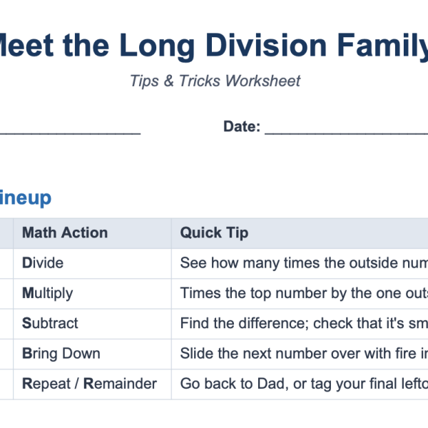 Long Division Family – Math Tricks n&nbsp;Tips