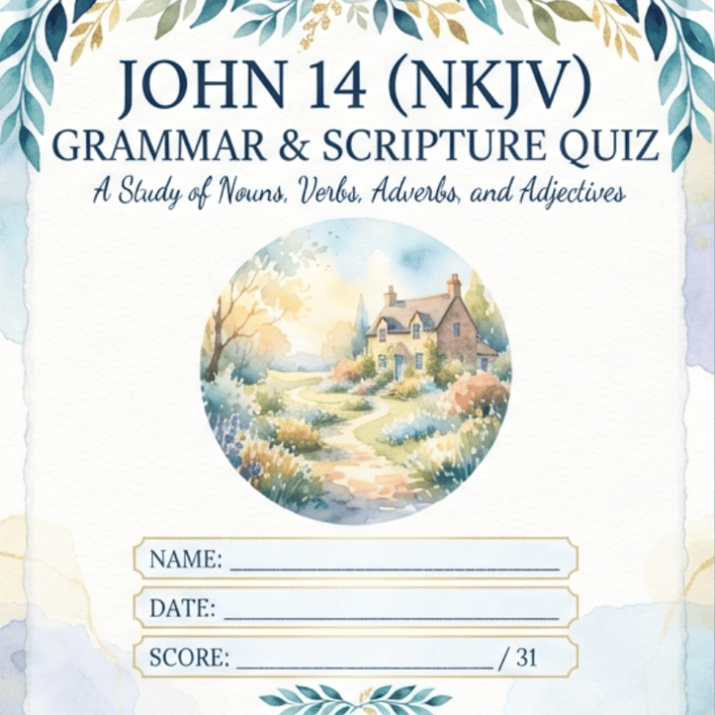 English Language Arts: Worksheet John 14: Fill-in-the-Blank Quiz