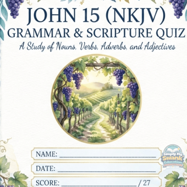 English Language Arts: Worksheet John 15: Fill-in-the-Blank Quiz